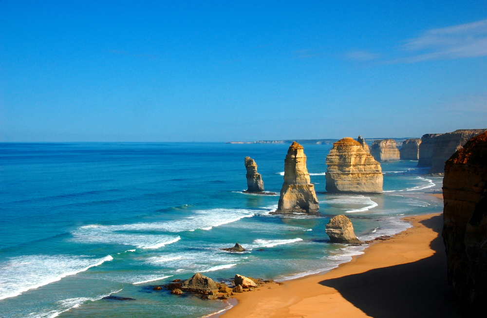 rock formations on beach on Great Ocean Road Australia