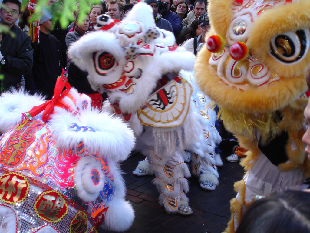 lion dance in Chinese New Year parade