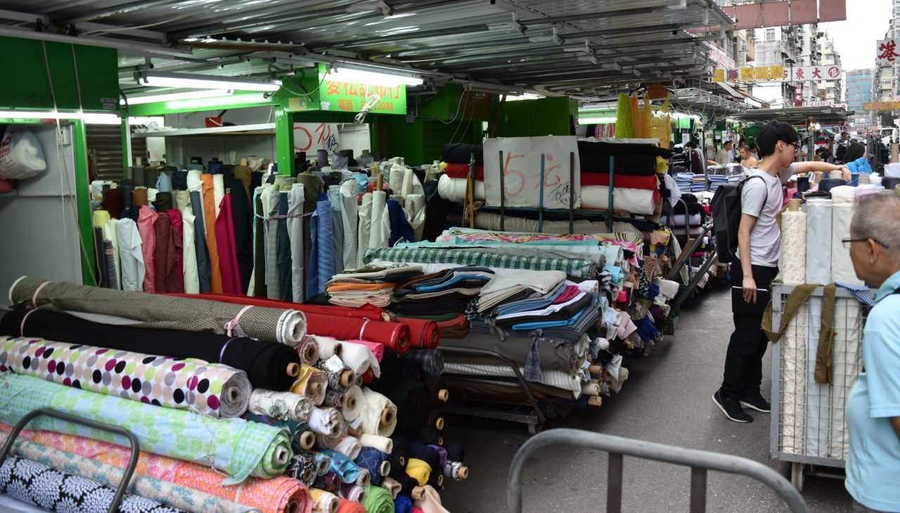 fabric stalls at Sham Shui Po