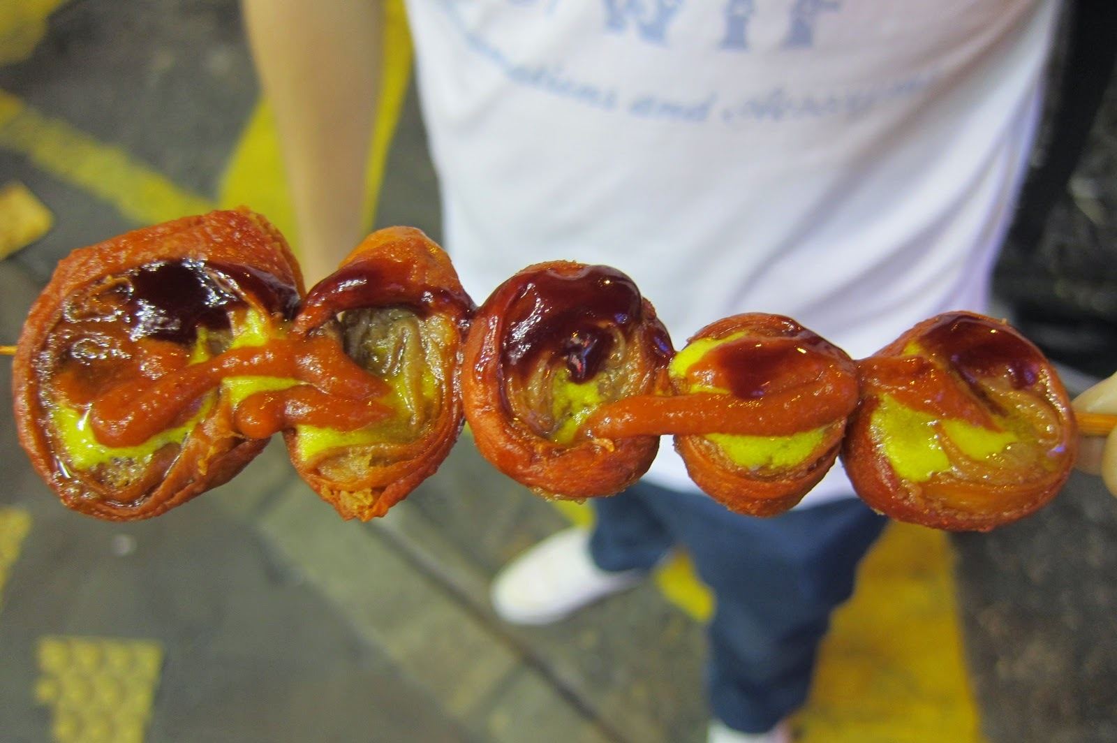 Hong Kong streetfood fried pork intestine