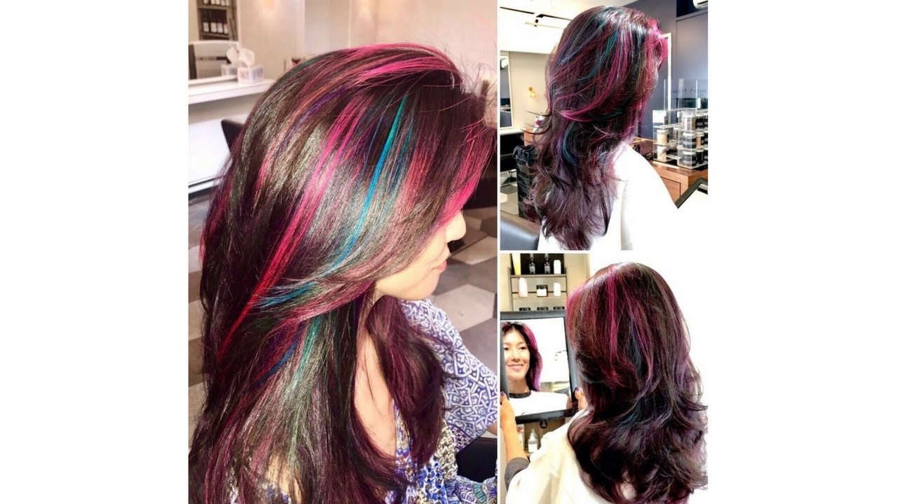 bright colour hair style at Glow Salon