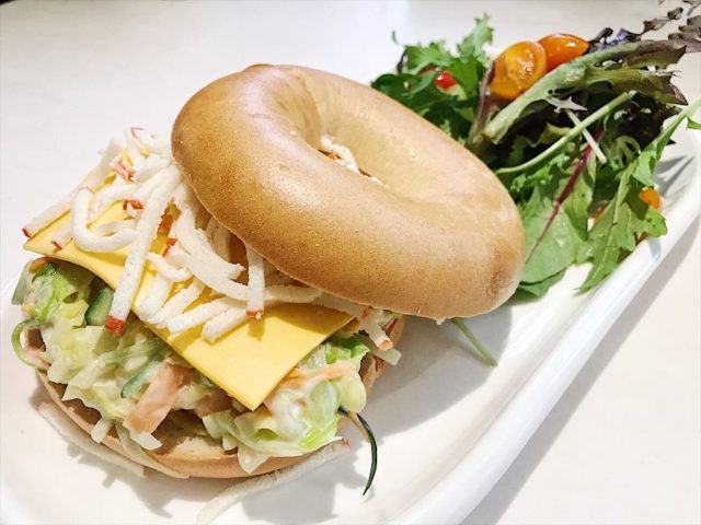 OVOCafe Veggie Crab ,Mixed-Vegetables Salad Cheese Bagel