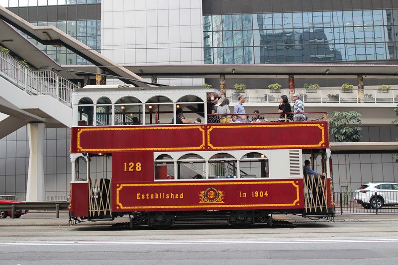 old fashioned tram in Hong Kong