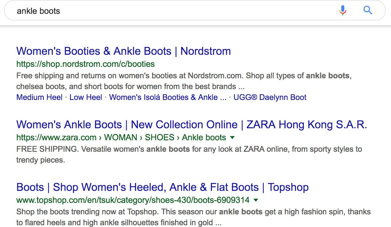 screenshot of how title tags display on google