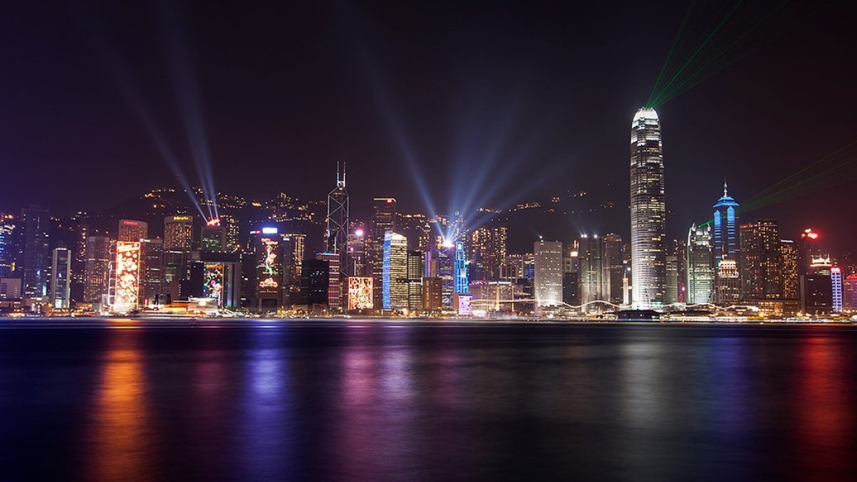 hong kong harbour view at night