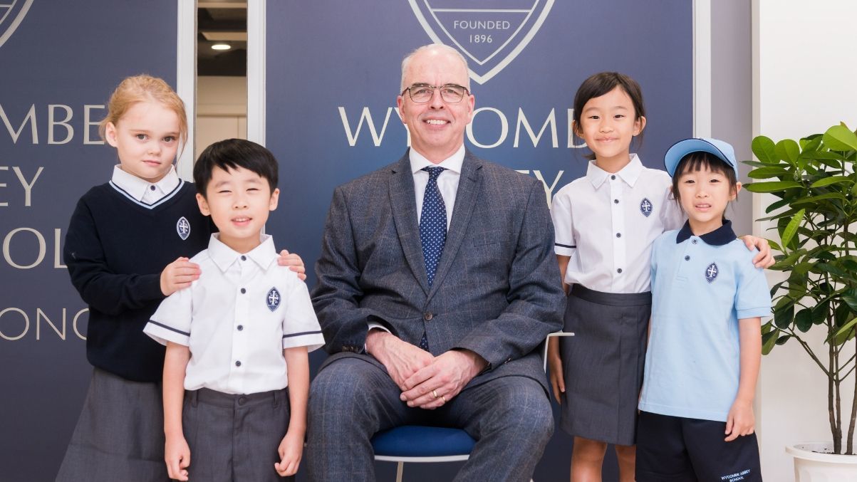 principal & students at Wycombe Abbey School Hong Kong