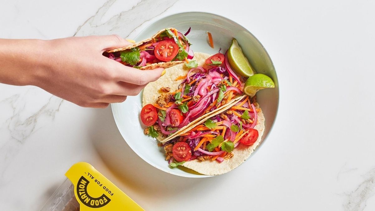 Tacos made using their plant based mince from food nation