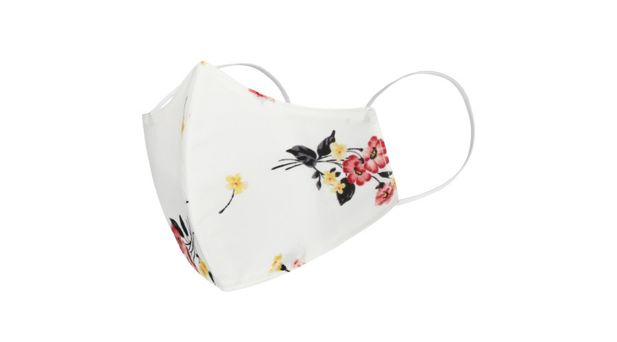 silk-satin reusable face mask with flowers