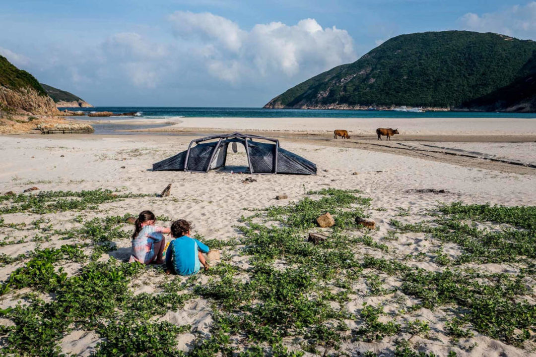 children and tent at long ke wan beach