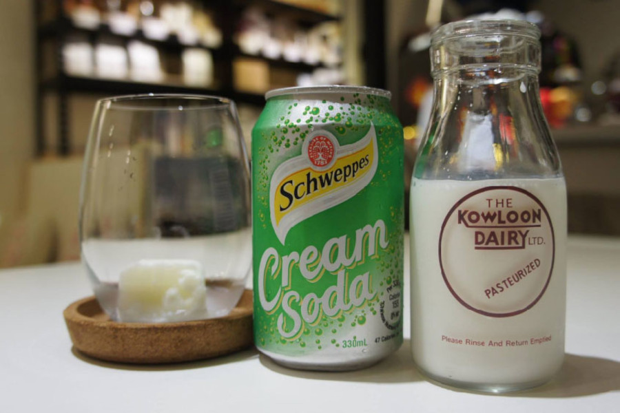 Schweppes cream soda and milk