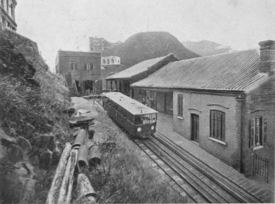old photo showing the historical victoria peak tramcar