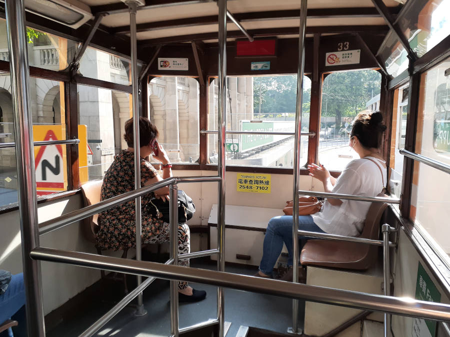 view from inside hong kong tram