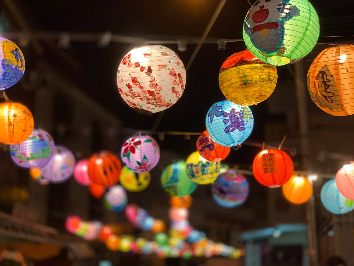 colourful lanterns during mid autumn festival in tai o hong kong