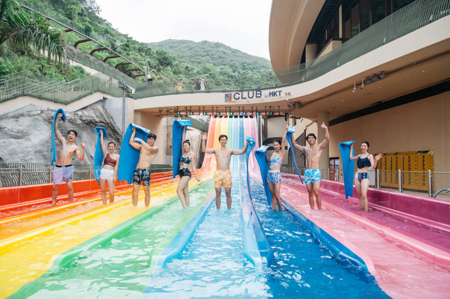 rainbow rush slides at water world ocean park