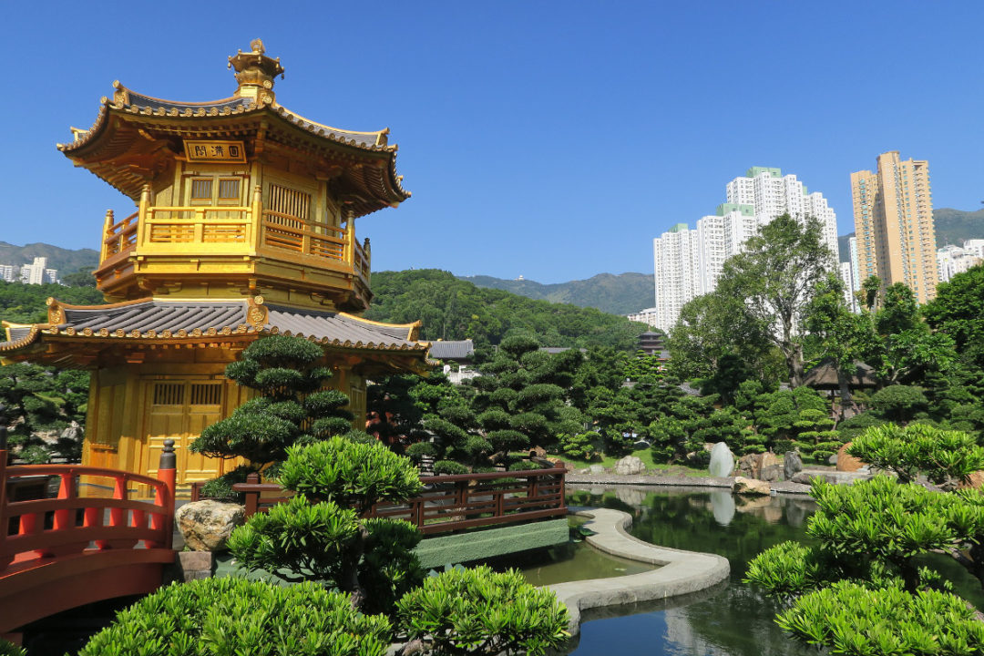 beauty shot of golden pavilion nan lian garden