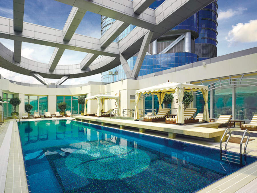 rooftop swimming pool of cordis hotel hong kong