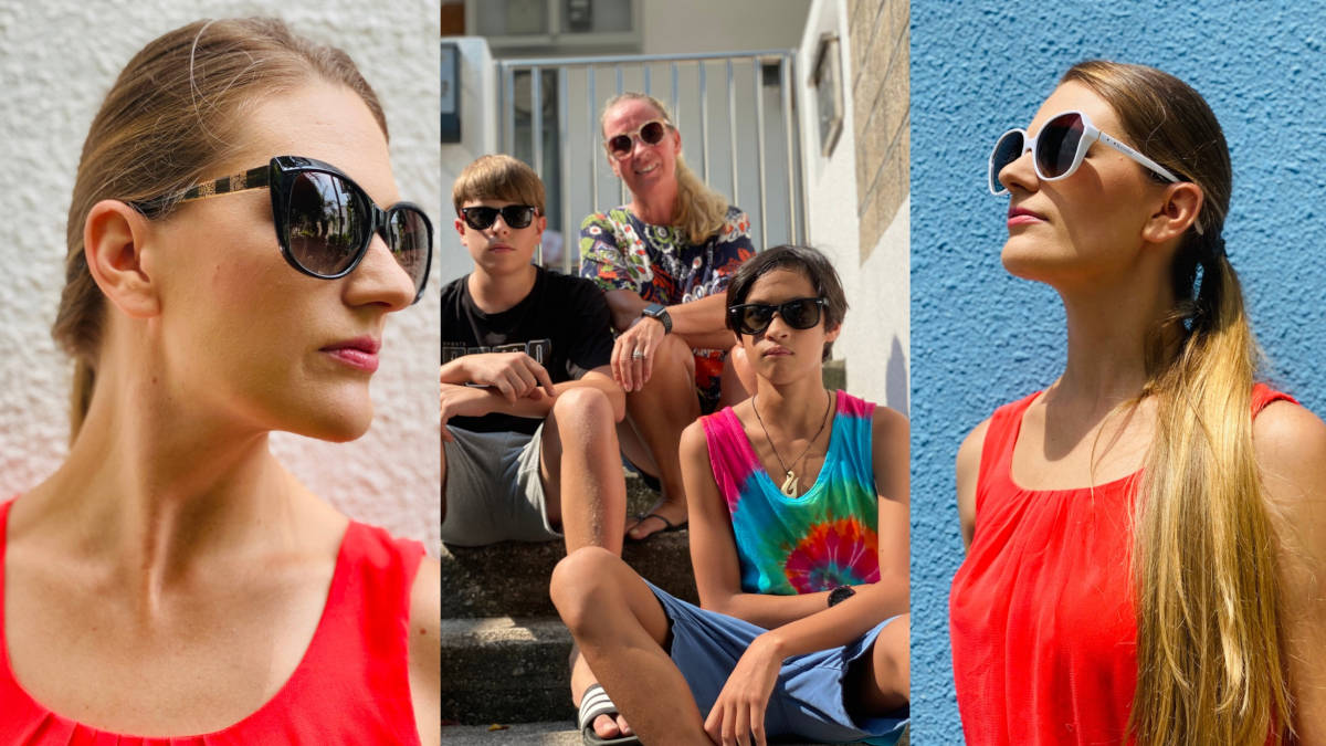 collage of people wearing resolar sunglasses