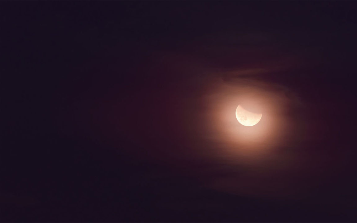 hazy partial lunar eclipse