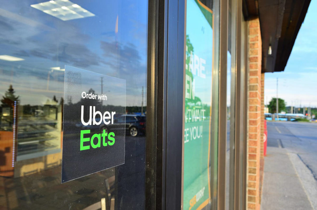uber eats sticker on restaurant window