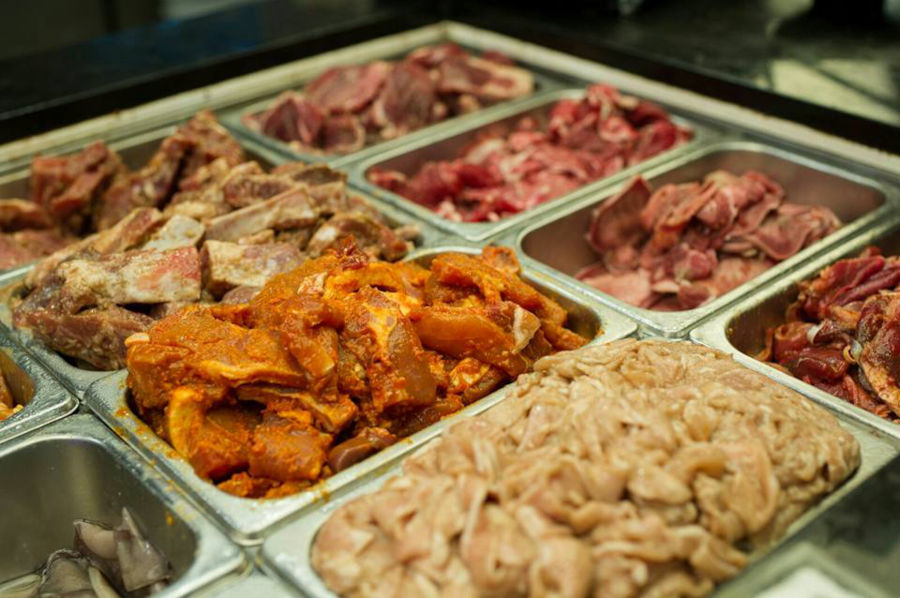 meat options at buffet at captain japanese and korean restaurant
