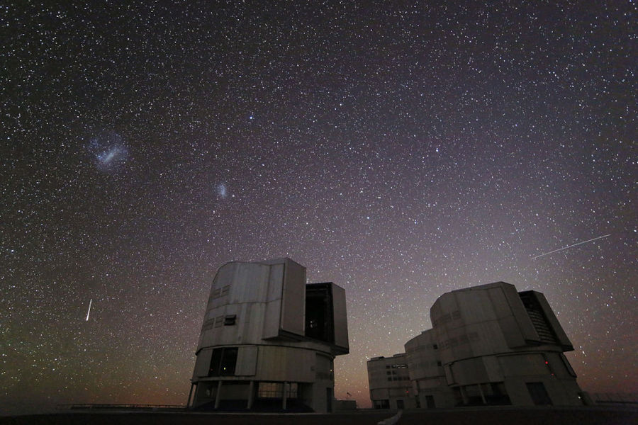 geminid meteor shower over european southern observatory in chile