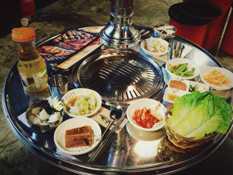 grilling table at pyeong chang bbq