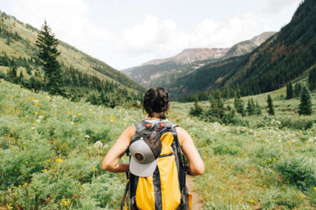 woman hiking in mountain
