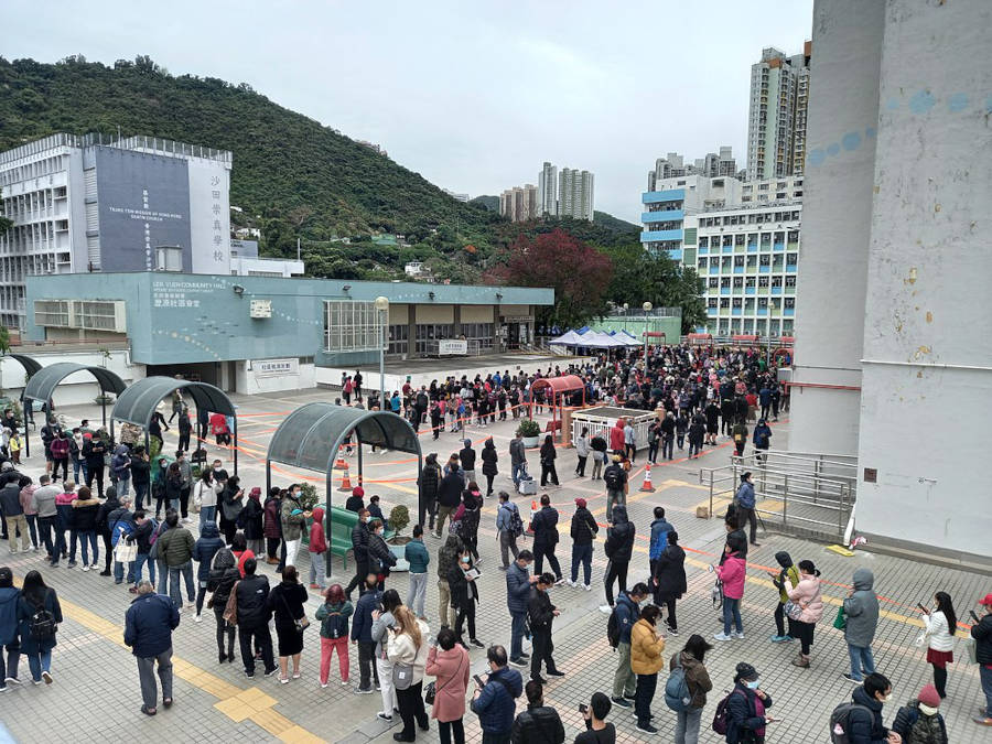 citizens line up for community testing in sha tin