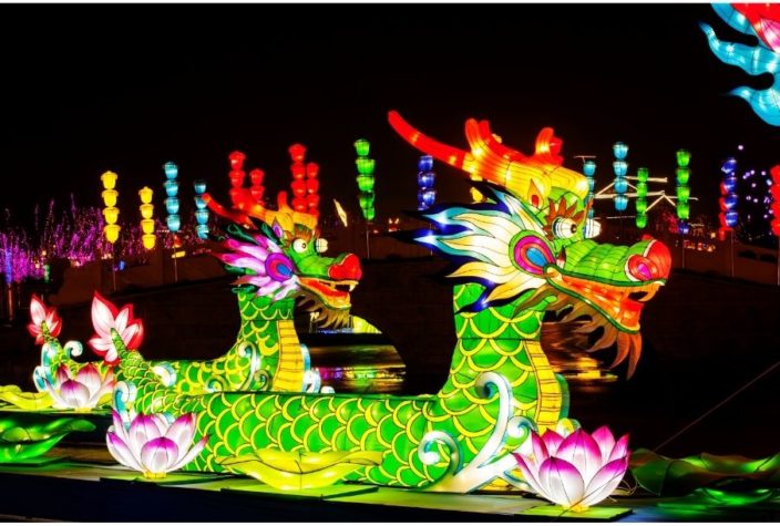 dragon light installation for chinese lantern festival