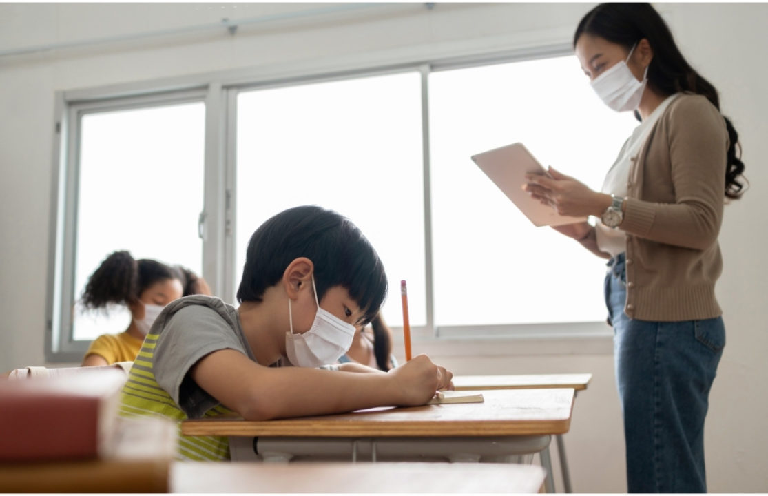 students wearing masks during pandemic
