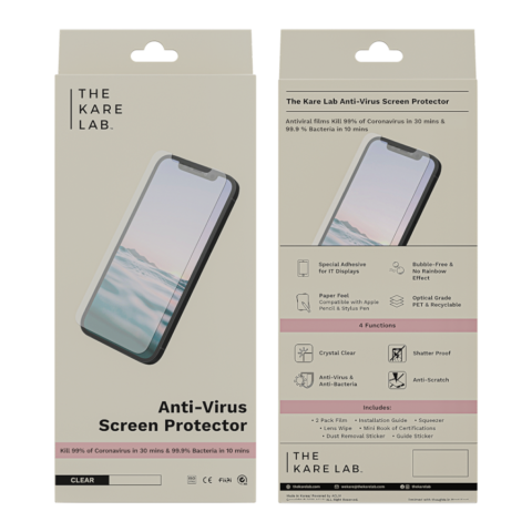 antivirus screen protector from ppe manufacturer kare lab