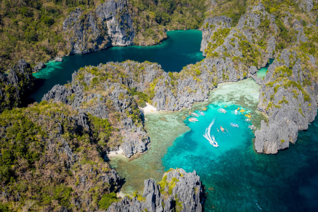 aerial view of el nido lagoons philippines