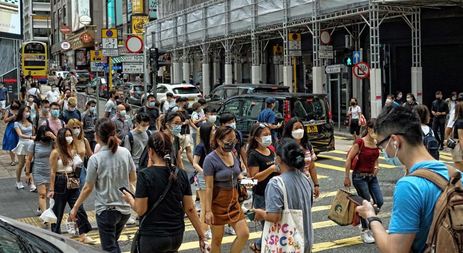 People wearing masks in Hong Kong