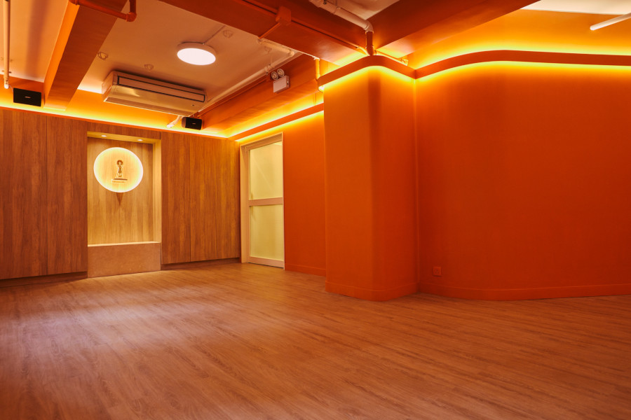 ikigai yoga studio with orange decor