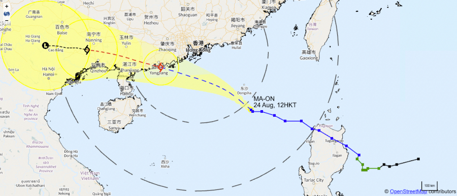 Location of MA-ON at 12PM (Hong Kong Observatory)