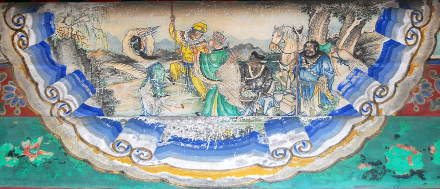 mural showing journey to the west gods fighting white bone spirit
