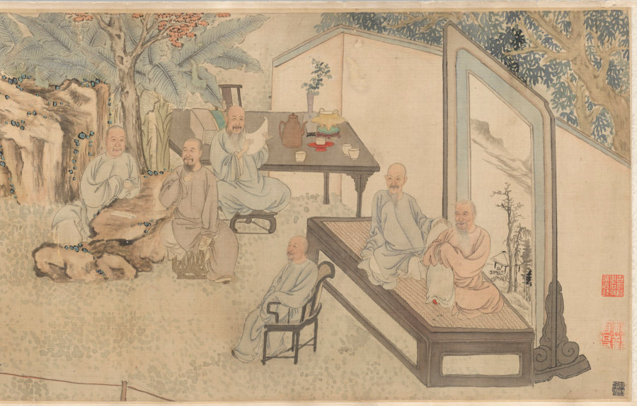 ma yueguan, ma yuelu, tao qian, and other ancient literary figures at double ninth festival in 1743