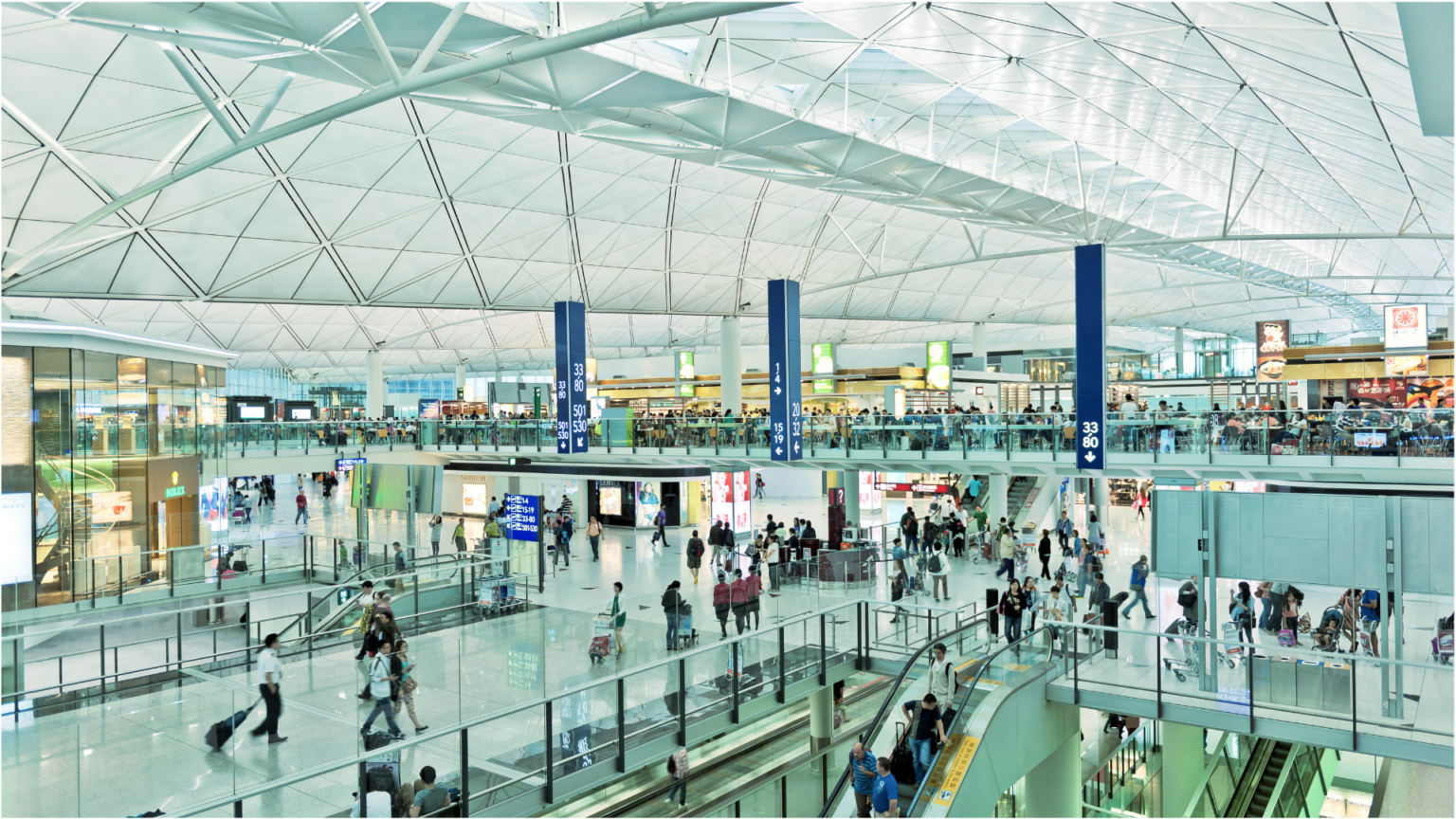 Hong Kong International Airport with passengers