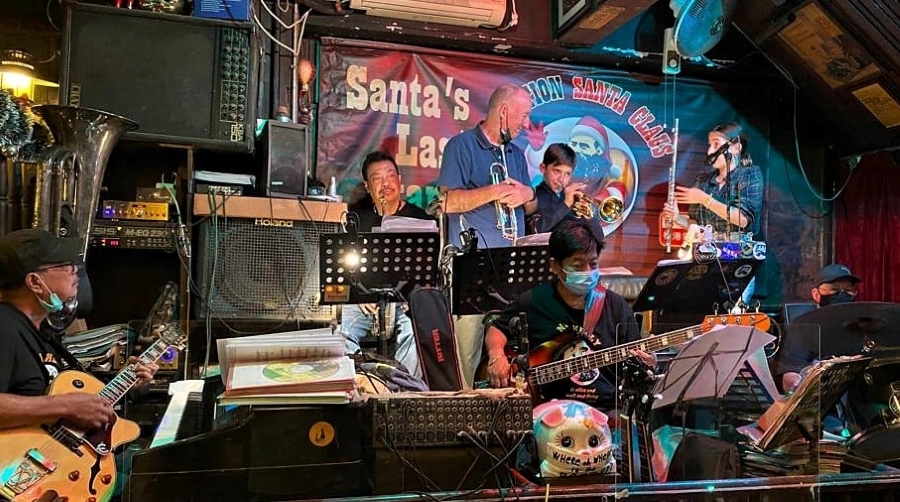 A band performs at the iconic Ned Kelly's last stand in Tsim Sha Tsui.