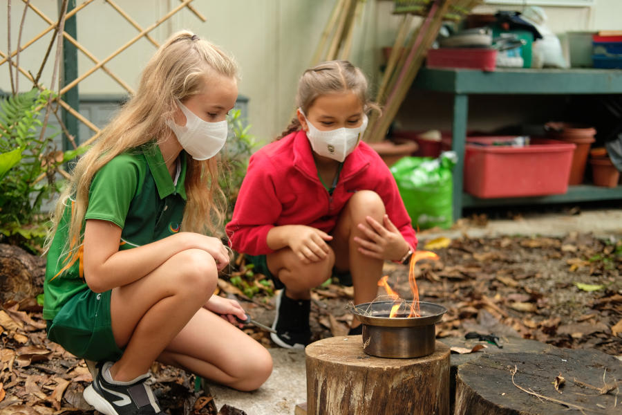 students learn outdoor survival skills at ichk hong lok yuen international school