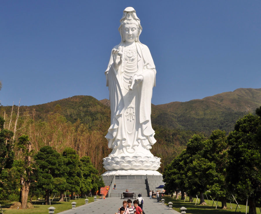 76 metre tall guan yin statue in tsz shan monastery tai po