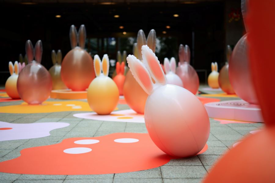 Check out the colourful tumbler bunnies at PMQ.