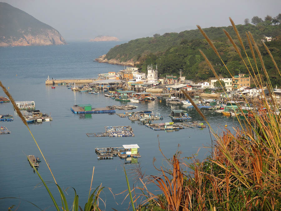 fishing village po toi with fishing rafts