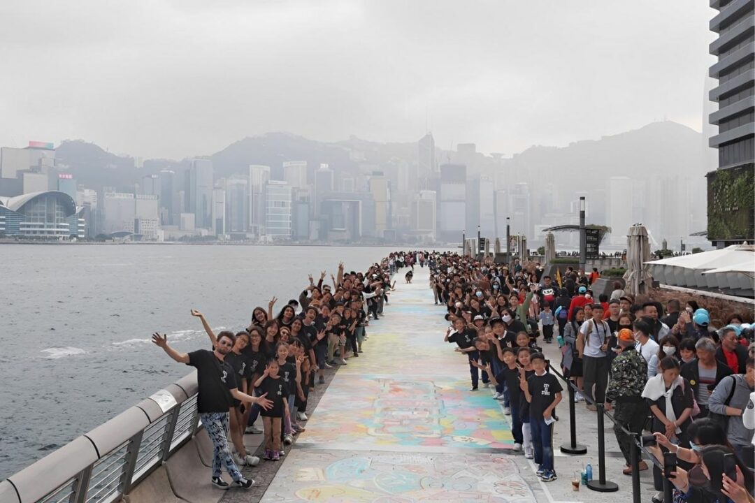 60-metre-long chalk art at Avenue of Stars