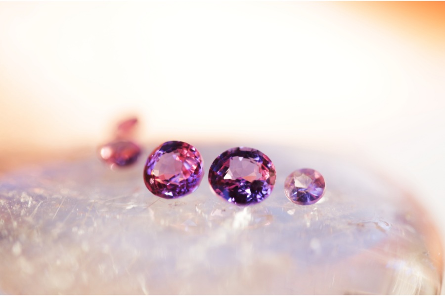 sparkly purple gemstones in diamond cut