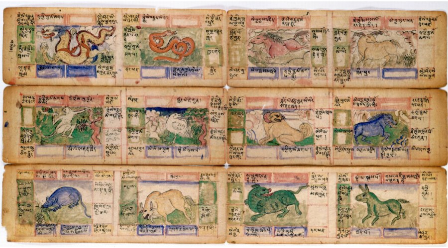 ancient chinese zodiac showing 12 animals