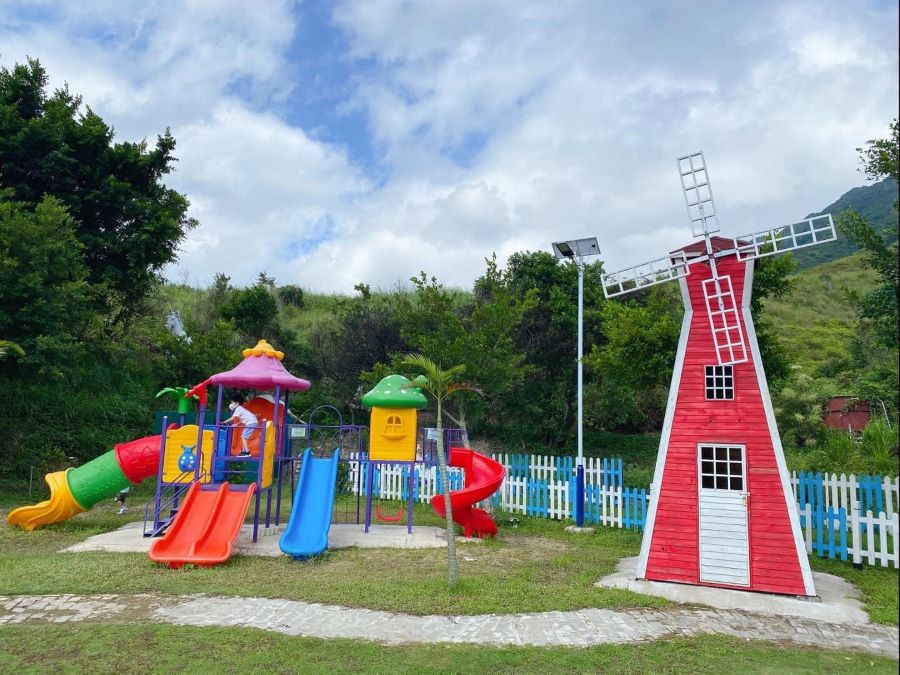 There is a wide variety of play equipment for children at the farm.