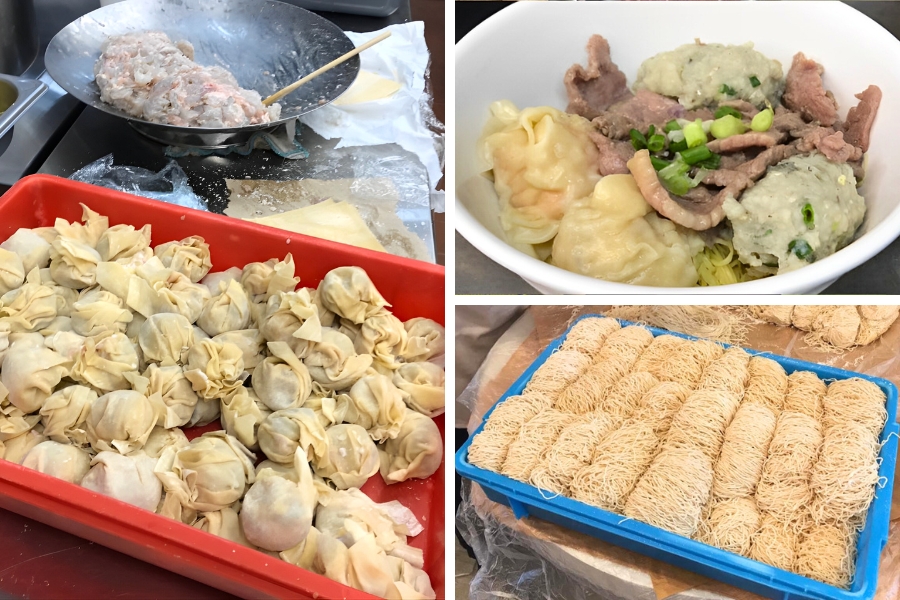 fresh housemade shrimp wontons, dace fishballs and sliced beef, and noodles