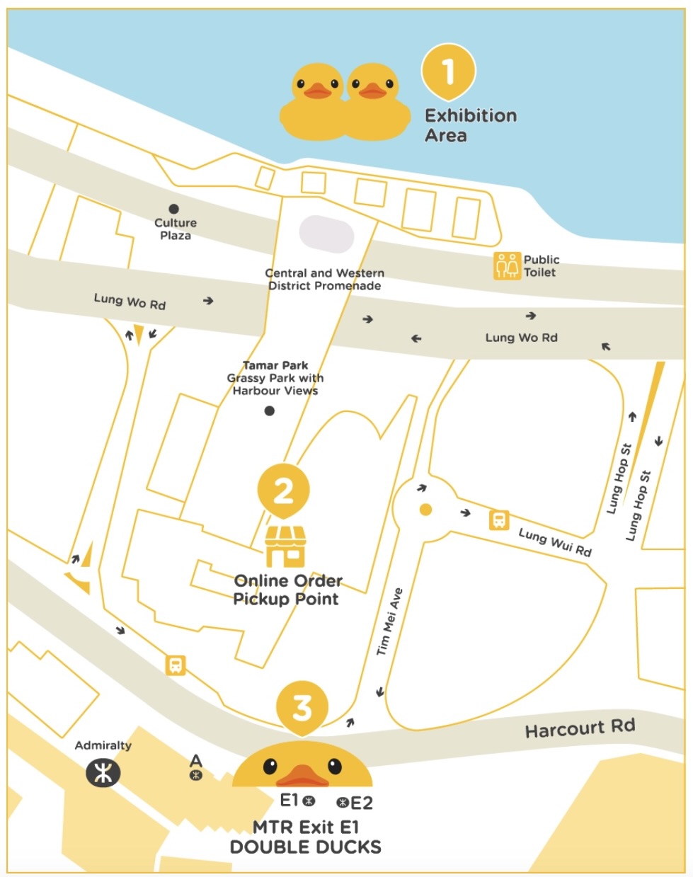The route map for the Rubber Duck Project exhibition.
