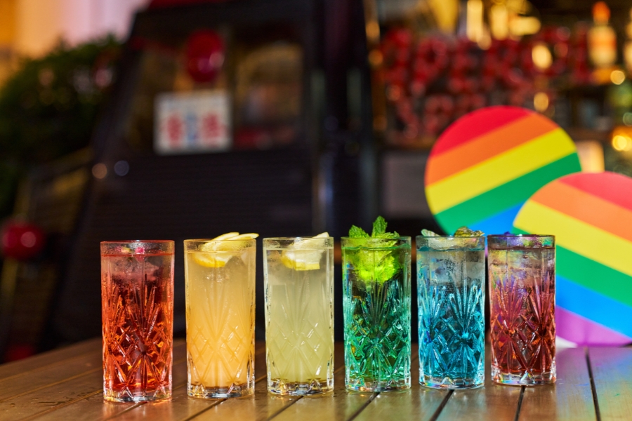 The Garage Bar at Cordis is showcasing a series of rainbow-themed Gin & Tonic cocktails, made with selected gin from different countries